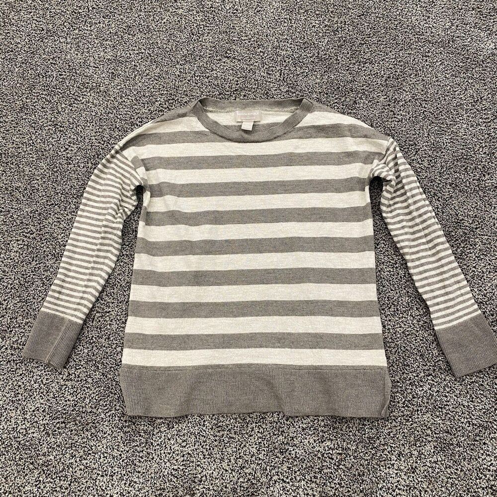 Banana Republic M 100% Merino Wool Lightweight Striped Knit Sweater Preppy: Flaw